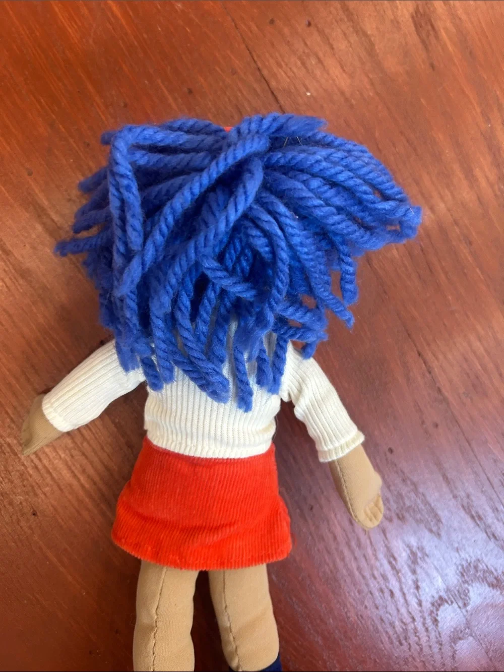 The Children's Place Blue Hair Plush Doll with Orange Skirt and White Top